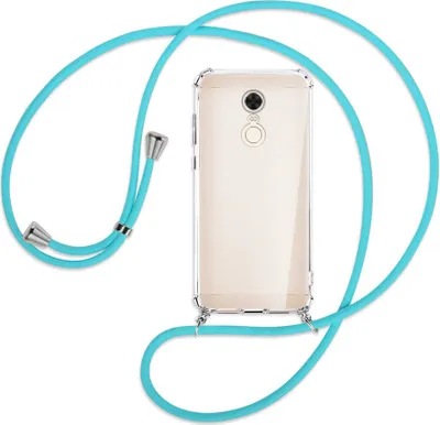 Produktbild von Handykette Backcover-Schutzhülle mit Band (Metall silberfarben) für Xiaomi Redmi 5 Plus - türkis