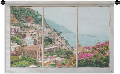 Produktbild von MuchoWow® Wandteppich Wandbehang Aussicht - Meer - Berge 90x60 cm Tapisserie Dekoration Wandtuch - Wandskulpturen - Bildteppich