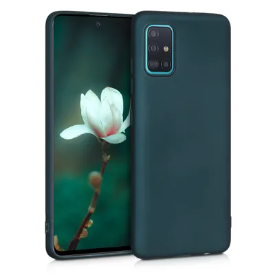 Produktbild von kwmobile Case kompatibel mit Samsung Galaxy A51 Hülle - Schutzhülle aus Silikon metallisch schimmernd - Handyhülle Metallic Petrol