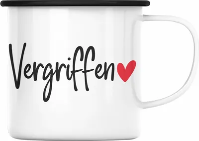 Produktbild von Trendation - Emaille Tasse Vergirffen Geschenk Valentinstag Geschenkidee für Freund oder Freundin (Schwarz)