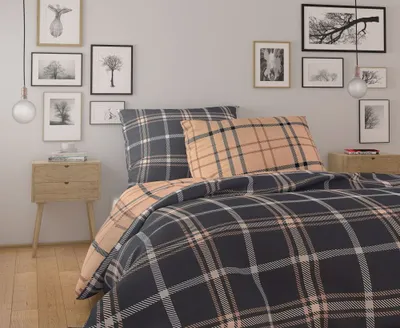 Produktbild von Kvalitex Ložní bavlněné povlečení 140x220,70x90cm KÁRO tmavě hnědé
