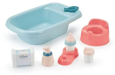 Immagine prodotto di Vaschetta per bambole Ecoiffier, 32 cm, con accessori, vasino, biberon, adatta a bambini dai 18 mesi in su