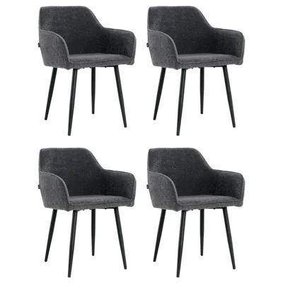 Produktbild von Lina® Diamond Esszimmerstühle 4er Set Bouclé Schwarz mit Armlehnen – Stilvoll für Esszimmer, Büro und Küche mit schwarzen Metallbeinen