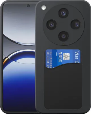 Immagine prodotto di Adatto per Oppo Find X8 Pro Custodia del telefono con supporto per schede in silicone - Custodia posteriore flessibile in silicone TPU con slot per schede in silicone - Nero - Smartphonics