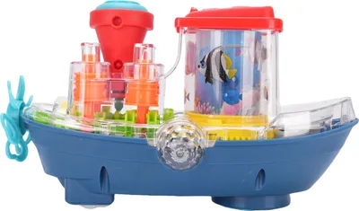 Produktbild von Kinder-Elektroschiff-Spielzeug, universelles transparentes Boot mit buntem Licht und Musik für Kinder