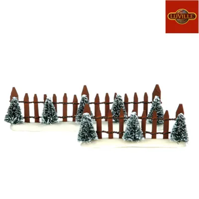 Produktbild von Weihnachtsfiguren Holzzäune mit grünem Baum 15x4,5x16 cm hoch