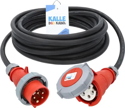 Produktbild von KALLE DAS KABEL CEE Verlängerungskabel 5G 2,5 mm² 50 Meter mit Phasenwender 400V 16A AQUASAFE IP67 Starkstrom Kraftstromkabel Stromkabel Starkstromverlängerung