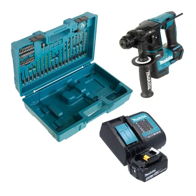 Obrázok produktu pre Akumulátorové vŕtacie kladivo Makita DHR 171 SM1X3 18 V 1,2 J SDS-Plus Brushless + 1x akumulátor 4,0 Ah + nabíjačka + 65-dielna súprava príslušenstva + kufor