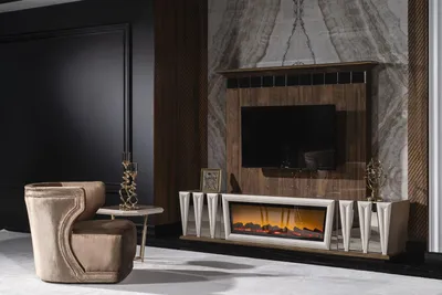 Produktbild von Moderner brauner Textil-Sessel aus Holz für elegantes Wohnen