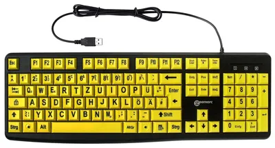 Zdjęcie produktu dla Geemarc Telecom 3521350020762, Pełnowymiarowy (100%), Przewodowa, USB, QWERTY, Czarny, Żółty