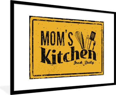 Produktbild von MuchoWow® Gerahmtes Poster Küche - Mama - Vintage 90x60 cm - Poster mit Schwarzem Bilderrahmen Wandposter Rahmen Foto Bilder - Wanddekoration - Fotos