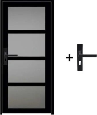 Image de Bloc Porte Telia Noir Vitrée H204 x L73 cm Côte Tableau P.Droit,Poignee