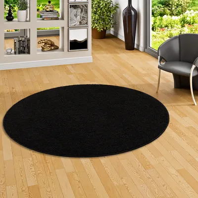 Produktbild von Teppich Hochflor Shaggy Prestige Schwarz Rund, Größe:133 cm Rund