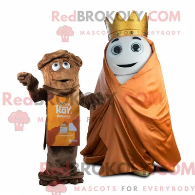 Produktbild von Maskottchenfigur REDBROKOLY eines Rostkönigs gekleidet in Wickelkleid und Wickeltücher