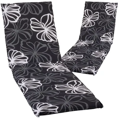 Produktbild von 2er Set Auflage für Gartenliegen Barcelona 193 x 60 x 6 cm – Liegenauflage mit Komfortschaumkern und Bezug – Sitzpolster für Gartenliegen - 100Dessin:Black Flower M125