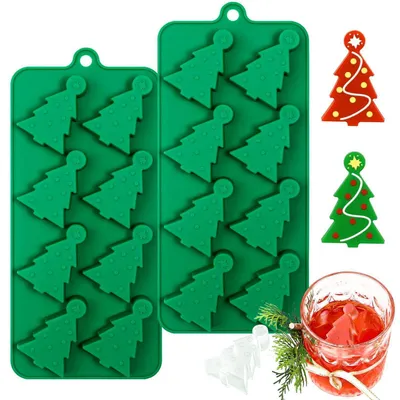 Produktbild von Silikon Eiswürfelform Weihnachtsbaum 2 Stück Schokoladenform Tannenbaum Backform Hitzebeständig Antihaftend