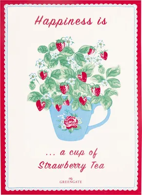 Produktbild von Greengate Berry Geschirrtuch bedruckt white 70x50cm