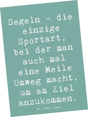 Produktbild von Mr. & Mrs. Panda Grußkarte Spruch Segeln Umweg - Meeresbrise - Geschenk, Sportart, Meer, Wind, Postkarte, Sportler, Teamsport, Postkarten, Fotokarte, Kunstkarten, Ziel