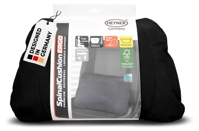 Produktbild von HEYNER® Lordose-Stützkissen in schwarz für Auto, Büro & Reisen in schwarz ergonomisches Lendenwirbelkissen