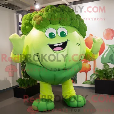 Productafbeelding van Mascot REDBROKOLY karakter van een groene bloemkool gekleed met een tanktop en stropdassen