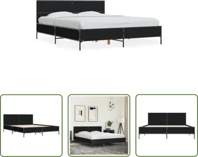 Produktbild von The Living Store Bettgestell Schwarz 150x200 cm Holzwerkstoff und Metall