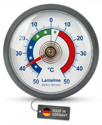 Kühlschrankthermometer analog -50 bis +50 °C, selbstklebend, grau