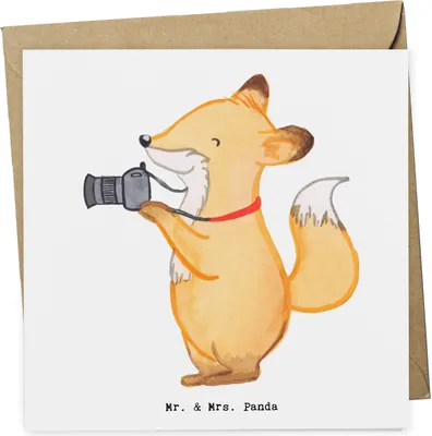 Produktbild von Mr. & Mrs. Panda Grußkarte Fotograf Herz - Weiß - Geschenk, Klappkarte, Hochzeitsfotograf, anlasskarte, Tourist, faltkarte, Paparazzi, Glückwunschkarte, doppelkarte
