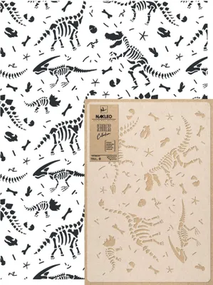 Produktbild von Wandschablone Groß Muster, Malschablone 59x95 cm Dinosaurier-Skelette Tier Wiederverwendbare Kunststoff, Geometrische Tapete Wandgestaltung