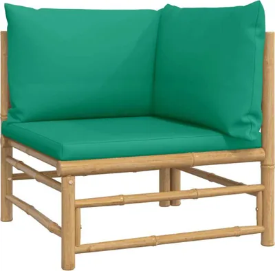 Produktbild von vidaXL Garten-Ecksofa mit Grünen Kissen Bambus