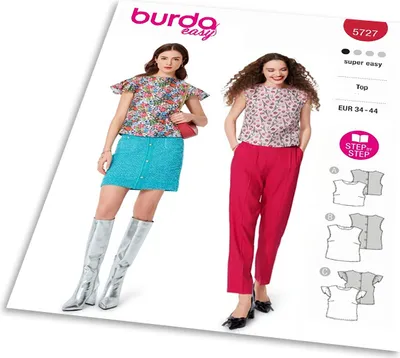 Obrázek produktu pro Střih Burda 5727 - Halenka s propínáním na zádech, top bez rukávů, crop top