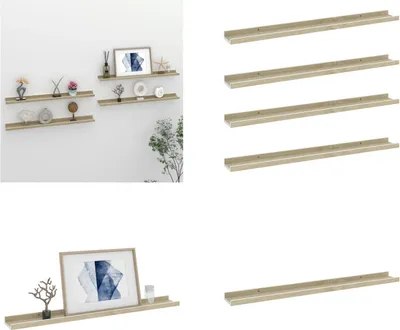 Produktbild von vidaXL Wandregale 4 Stk. Weiß und Sonoma Eiche 80x9x3 cm - Wandregal - Wandregale - Wandablage - Wandablagen