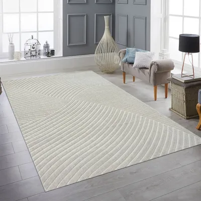 Image de Tapis de salon à poils bas et motif de lignes spéciales en gris Taille - 160 x 220 cm