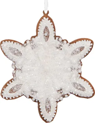 Immagine prodotto di Etichetta natalizia Clayre & Eef fiocco di neve 9x1x10 cm plastica bianca