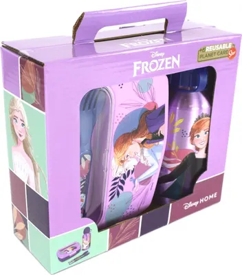 Produktbild von Disney Frozen 4er Set Trust The Journey Aluminiumflasche, Snackbox und mehr