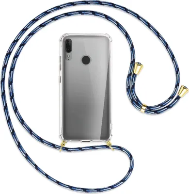 Produktbild von Handykette Backcover-Schutzhülle mit Band (Metall goldfarben) für Motorola Moto E6 Plus - Blautöne
