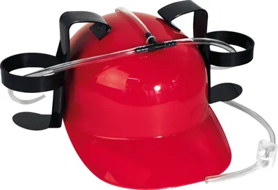 Produktbild von Trinkhelm Rot, Einheitsgröße für Erwachsene, mit 2 Dosenhaltern und Trinkschläuchen