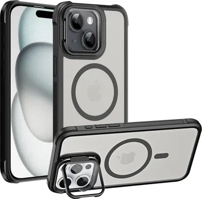 Immagine prodotto di Cover protettiva per la custodia dell'iPhone 15, compatibile con il supporto in vetro di protezione della fotocamera pieghevole MagSafe