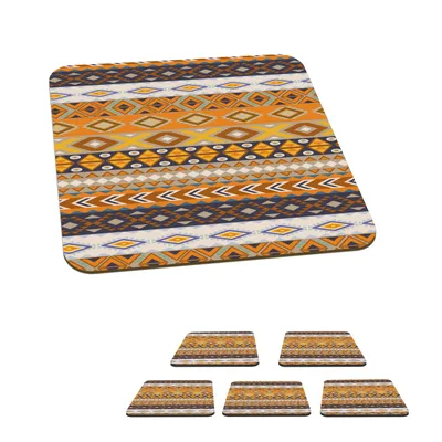 Obrázok produktu pre KitchenYeah® Podložky pod sklo Štvorcová sada 6 vzorov - Afrika - Súhrn 10x10 cm Podložky pod poháre - Podložky pod nápoje - Ochrana stolovej dosky - Podložky pod poháre Stolový bar G