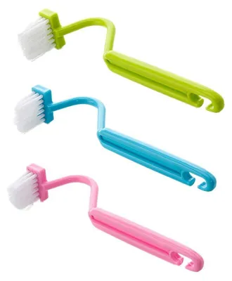 Immagine prodotto di Set di 3 spazzole per WC con pulitore per il bordo e manico curvo