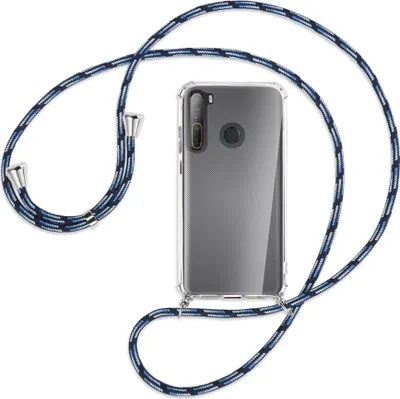 Produktbild von Handykette Backcover-Schutzhülle mit Band (Metall silberfarben) für HTC Desire 20 Pro - Blautöne