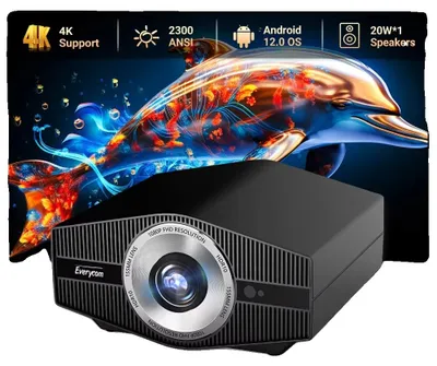 Obrázek produktu pro Projektor, rozlišení HD, připojení přes Bluetooth, Everycom YG710W, zástrčka pro EU