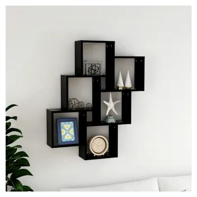 Produktbild von Wandregal Würfelregal schwarz 78x15x93 cm Holzwerkstoff