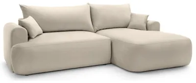 Produktbild von Selsey OVO - Ecksofa mit Schlaffunktion, Stauraum und Samtbezug, hellbeige, rechts
