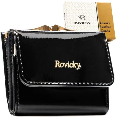 Obrázek produktu pro Rovicky dámská peněženka z přírodní kůže černá RFID 9,5x7,5 cm