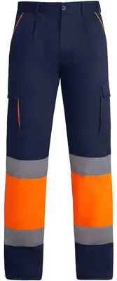 Imagen del producto de Roly Workwear - Pantalones "Enix" para hombre - Seguridad LT6089 (28R) (Azul marino/Naranja fluorescente)