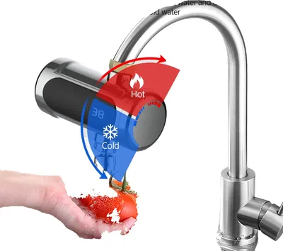 Obrázok produktu pre Prietokový ohrievač vody, nastaviteľná teplota, energeticky účinný, čierny
