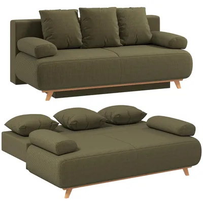 Produktbild von HOMCOM Schlafsofa 188x140cm 3-Sitzer Sofa mit Bettfunktion, Stauraum Dunkelgrün