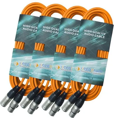 Image de keepdrum Câble microphonique XLR 3 broches 10m Orange 4 pièces