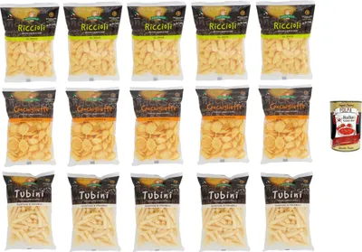 Produktbild von Gecchele Testpaket Riccioli-Tubini-Conchigliette 15x 100Gr + Italian Gourmet polpa 400g