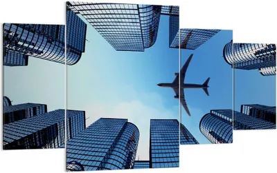 Produktbild von Bild auf Leinwand - Leinwandbild - Himmel Stadt Agglomeration Wolkenkratzer - 160x90cm - Wand Bild - Wanddeko - Leinwanddruck - Bilder - Kunstdruck - Leinwand bilder - Wandkunst - DL160x90-2556